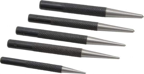 General - 5 Piece, 1/16 to 5/32", Center Punch Set - Round Shank, Comes in Vinyl Case - Eagle Tool & Supply