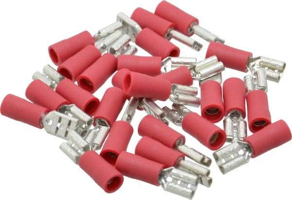 Ideal - 22 to 18 AWG, Vinyl, Fully Insulated, Female Wire Disconnect - Red, cUL Listed, RoHS Compliant, UL Listed - Eagle Tool & Supply