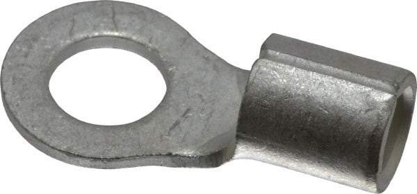 Ideal - 8 AWG Noninsulated Crimp Connection Circular Ring Terminal - 1/4" Stud, 0.937" OAL x 0.472" Wide, Tin Plated Brass Contact - Eagle Tool & Supply