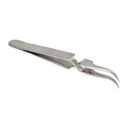 Value Collection - 4-11/32" OAL N7 Reverse Action Tweezers - Curved Fine Point - Eagle Tool & Supply