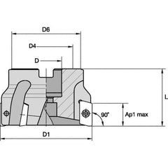 Kennametal - 4 Inserts, 40mm Cut Diam, Indexable Square-Shoulder Face Mill - 0° Lead Angle, 40mm High - Eagle Tool & Supply