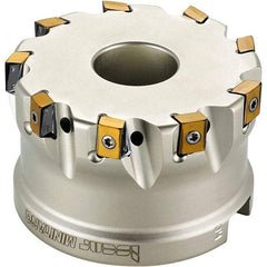 Iscar - 5 Inserts, 2" Cut Diam, 3/4" Arbor Diam, 0.315" Max Depth of Cut, Indexable Square-Shoulder Face Mill - 0/90° Lead Angle, 1.57" High, T490 LN.T 0804 Insert Compatibility, Through Coolant, Series Helitang - Eagle Tool & Supply