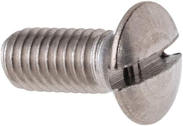 Value Collection - M5x0.80 Metric Coarse, 12mm OAL Slotted Drive Machine Screw - Oval Head, Grade 316 & A4 Stainless Steel, Uncoated, Without Washer - Eagle Tool & Supply