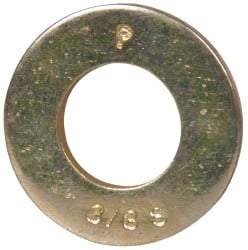 Made in USA - 3/8" Screw, Grade 8 Alloy Steel SAE Flat Washer - 13/32" ID x 13/16" OD, 0.072" Thick, Zinc Yellow Dichromate Finish - Eagle Tool & Supply