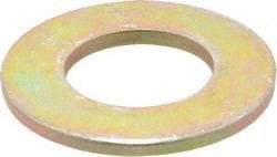 Made in USA - 1" Screw, Grade 8 Alloy Steel SAE Flat Washer - 1-1/16" ID x 2" OD, 0.16" Thick, Zinc Yellow Dichromate Finish - Eagle Tool & Supply