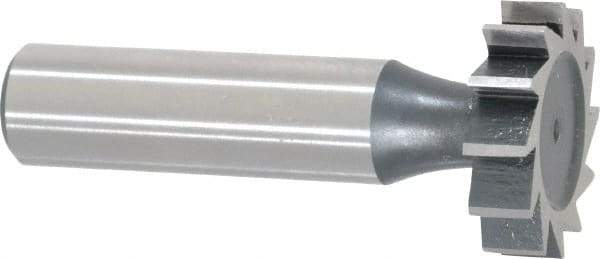 Interstate - 1" Diam x 1/4" Face Width, Cobalt, 12 Teeth, Shank Connection Woodruff Keyseat Cutter - Uncoated, 2-1/4" OAL x 1/2" Shank, Straight Teeth, ANSI 808, Old Standard 15 - Eagle Tool & Supply