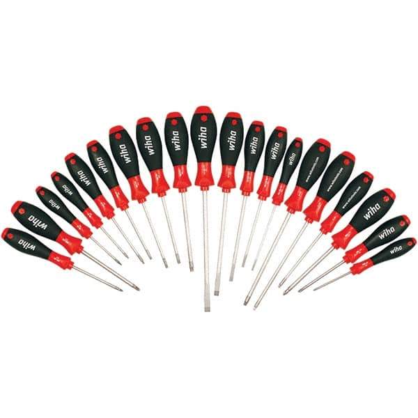 Wiha - 20 Piece Slotted, Phillips, Torx, Square & Pozidriv Screwdriver Set - Bit Sizes: Philips #0, #1 & #2, Posidriv Point #1 & #2, Torx T-6, T-8, T-10, T-15, T-20, T-25 & T-30, Comes in Box - Eagle Tool & Supply