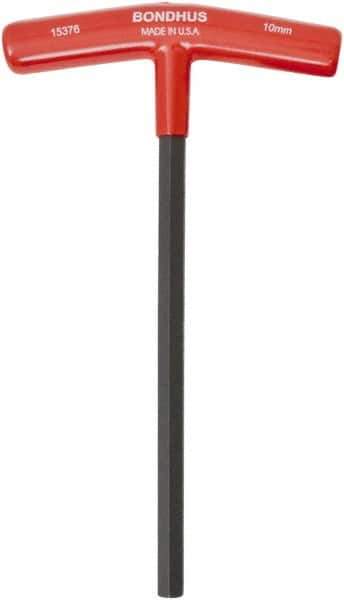 Bondhus - 10mm Hex, T-Handle Cushion Grip, Hex Key - 9" OAL, Protanium High Torque Steel, Metric System of Measurement - Eagle Tool & Supply