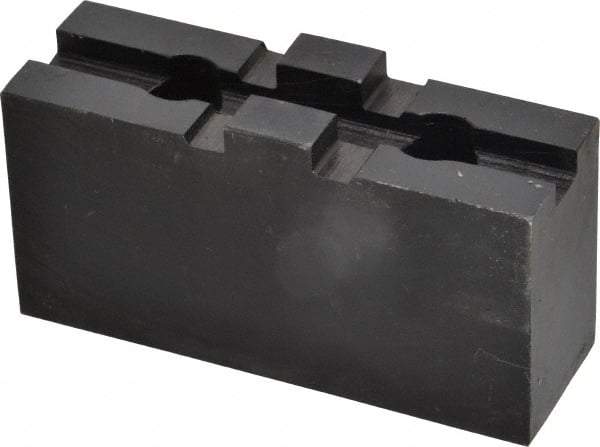 Bison - 6 to 6-1/4" Chuck Capacity, Tongue & Groove Attachment, Square Soft Lathe Chuck Jaw - 1 Jaw, Steel, 1-1/2" Btw Mount Hole Ctrs, 3-1/16" Long x 1" Wide x 1.634" High, 5/16" Groove - Eagle Tool & Supply