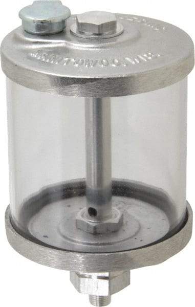 LDI Industries - 1 Outlet, Polymer Bowl, 266.2 mL No Flow Control Oil Reservoir - 1/8 NPTF Outlet, 3" Diam x 5-3/8" High, 60°C Max - Eagle Tool & Supply
