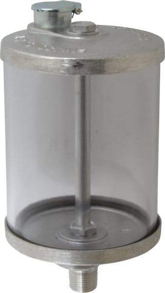 LDI Industries - 1 Outlet, Polymer Bowl, 0.95 L No Flow Control Oil Reservoir - 1/2 NPTF Outlet, 4-1/4" Diam x 8-1/16" High, 60°C Max - Eagle Tool & Supply
