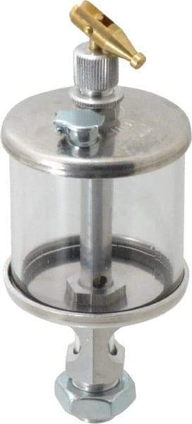 LDI Industries - 1 Outlet, Polymer Bowl, 73.9 mL Manual-Adjustable Oil Reservoir - 9/16-18 UNF Outlet, 2" Diam x 5-3/4" High, 71.11°C Max - Eagle Tool & Supply