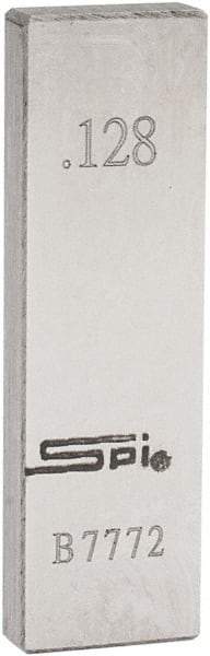SPI - 0.128" Rectangular Steel Gage Block - Accuracy Grade 0, Includes NIST Traceability Certification - Eagle Tool & Supply