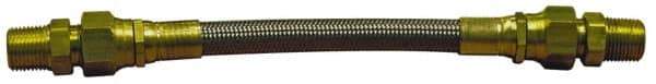 Made in USA - 48" OAL, 5/16" ID, 2,500 Max psi, Flexible Metal Hose Assembly - 3/8" Fitting, Male Coupling x Male Coupling End Connections, Brass Fitting, 304 Stainless Steel Hose - Eagle Tool & Supply