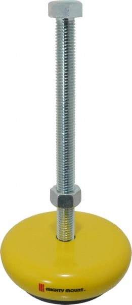 Gibraltar - 1,500 Lb Capacity, 5/8-11 Thread, Zinc Stud, Machine Socket Mount Leveling Mount - 8" Stud Length, 5" Base Diam, Elastomer Pad - Eagle Tool & Supply