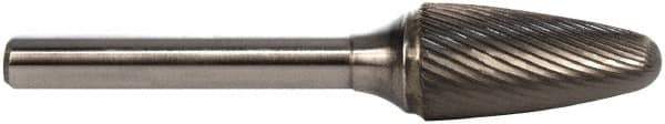 M.A. Ford - 3mm Cut Diam, 6mm Shank Diam, Tree with Radius Head Single Cut Burr - Carbide, Radius End, 12.7mm LOC, 50mm OAL - Eagle Tool & Supply