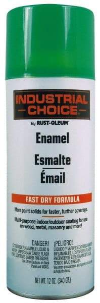 Rust-Oleum - Fluorescent Green, Gloss, Enamel Spray Paint - 8 to 12 Sq Ft per Can, 12 oz Container - Eagle Tool & Supply