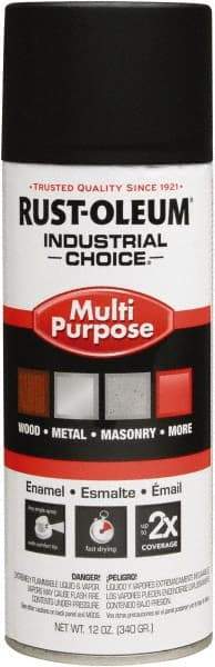 Rust-Oleum - Black, Flat, Enamel Spray Paint - 8 to 12 Sq Ft per Can, 16 oz Container, Use on Drums, Equipment & Color Coding, Furniture, Ladders, Lockers, Motors, Stenciling, Tools - Eagle Tool & Supply