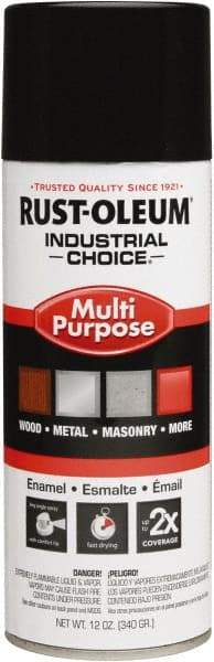 Rust-Oleum - Black, Gloss, Enamel Spray Paint - 8 to 12 Sq Ft per Can, 16 oz Container, Use on Drums, Equipment & Color Coding, Furniture, Ladders, Lockers, Motors, Stenciling, Tools - Eagle Tool & Supply