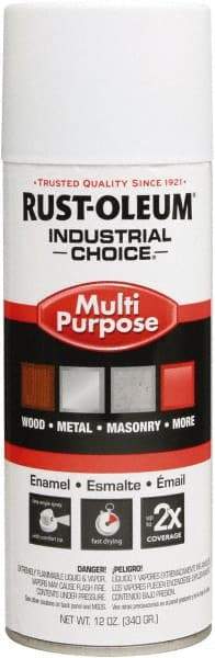 Rust-Oleum - White, Flat, Enamel Spray Paint - 8 to 12 Sq Ft per Can, 16 oz Container, Use on Drums, Equipment & Color Coding, Furniture, Ladders, Lockers, Motors, Stenciling, Tools - Eagle Tool & Supply