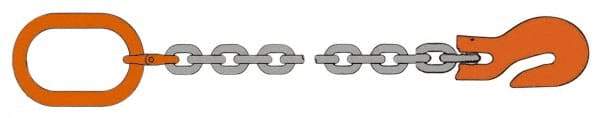 Pewag - 5' Long, 7,100 Lb Basket Capacity, 7,100 Lb Vertical Capacity, Alloy Steel Web Sling - SOG Chain Sling, 3/8" Diam Chain, Silver (Color), with Grab Hook & Master Link - Eagle Tool & Supply