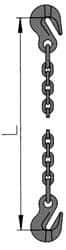 Pewag - 5' Long, 17,900 Lb Basket Capacity, 17,900 Lb Vertical Capacity, 1 Ply, Alloy Steel Web Sling - 17,900 Lb Choker Capacity, SGG Chain Sling, 1/2" Diam Chain, Blue, with 1 Grab Hook on Each End - Eagle Tool & Supply