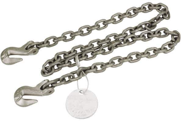 Pewag - 10' Long, 12,000 Lb Basket Capacity, 12,000 Lb Vertical Capacity, Alloy Steel Web Sling - SGG Chain Sling, 1/2" Diam Chain, Silver (Color), with 2 Grab Hooks - Eagle Tool & Supply