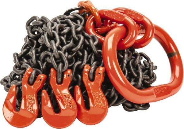Pewag - 10' Long x 10" Wide, 7,000 Lb Basket Capacity, 7,000 Lb Vertical Capacity, Alloy Steel Web Sling - TOG Chain Sling, 7/32" Diam Chain, Self-Colored, with 3 Grab Hooks & Master Link - Eagle Tool & Supply