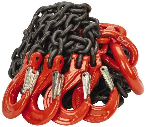 Pewag - 10' Long x 10" Wide, 22,800 Lb Basket Capacity, 22,800 Lb Vertical Capacity, Alloy Steel Web Sling - QOS Chain Sling, 3/8" Diam Chain, Self-Colored, with 4 Sling Hooks & Master Link - Eagle Tool & Supply