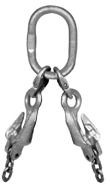 Pewag - 5' Long x 10" Wide, 8,800 Lb Basket Capacity, 8,800 Lb Vertical Capacity, Alloy Steel Web Sling - SOG Chain Sling, 3/8" Diam Chain, Self-Colored, with Grab Hook, Master Link & Shortening Hook - Eagle Tool & Supply