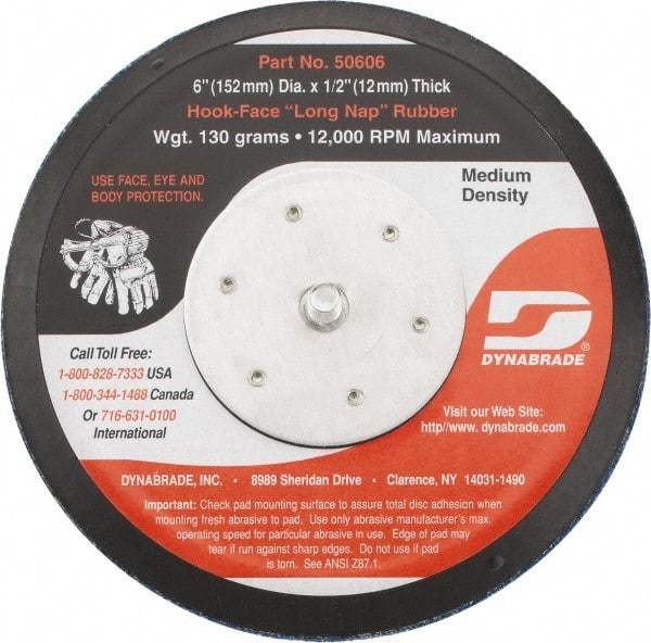 Dynabrade - 6" Diam Hook & Loop Disc Backing Pad - Medium Density, 13,000 RPM - Eagle Tool & Supply