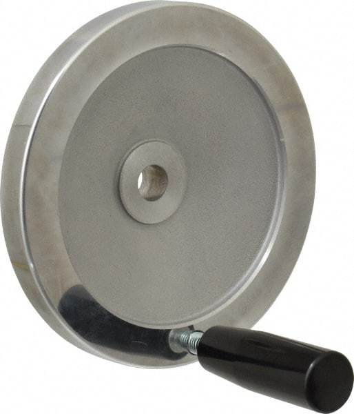 Value Collection - 6.3" Diam, Aluminum Handwheel with Handle - 1.42" Hub Diam - Eagle Tool & Supply