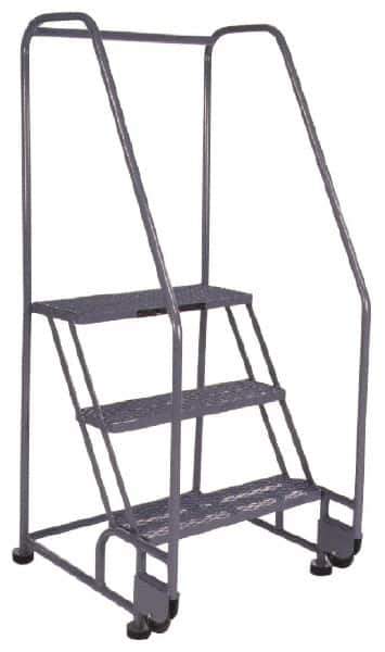 PW Platforms - 3 Step, 60 Inch Overall Height, Grip Strut Tread, Tilt and Roll Safety Ladder - 350 Lb. Load Capacity, 30 Inch Platform Height, 28 Inch Base Width x 30 Inch Base Depth - Eagle Tool & Supply