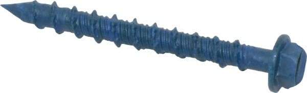 Made in USA - 3/16" Diam, 1-3/4" Length Under Head, Hex Drive, Concrete Screw & Masonry Fastener - Steel, Blue Climaseal Finish, Includes Drill Bit - Eagle Tool & Supply