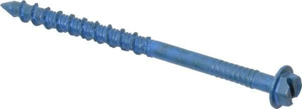 Made in USA - 3/16" Diam, 2-3/4" Length Under Head, Hex Drive, Concrete Screw & Masonry Fastener - Steel, Blue Climaseal Finish, Includes Drill Bit - Eagle Tool & Supply