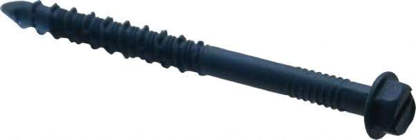 Made in USA - 1/4" Diam, 2-3/4" Length Under Head, Hex Drive, Concrete Screw & Masonry Fastener - Steel, Blue Climaseal Finish, Includes Drill Bit - Eagle Tool & Supply