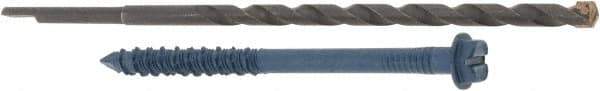 Made in USA - 1/4" Diam, 3-1/4" Length Under Head, Hex Drive, Concrete Screw & Masonry Fastener - Steel, Blue Climaseal Finish, Includes Drill Bit - Eagle Tool & Supply