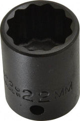 Proto - 1/2" Drive 22mm Standard Impact Socket - 12 Points, 1-1/2" OAL - Eagle Tool & Supply