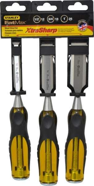 Stanley - 3 Piece Wood Chisel Set - 9" OAL, Sizes Included 1/2 to 1" - Eagle Tool & Supply