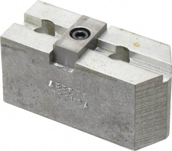 Abbott Workholding Products - 6" & Up Chuck Capacity, Tongue & Groove Attachment, Square Soft Lathe Chuck Jaw - 3 Jaws, Aluminum, 1-1/2" Btw Mount Hole Ctrs, 3" Long x 1-1/4" Wide x 1-1/2" High, 5/16" Groove, 3/8" Fastener - Eagle Tool & Supply