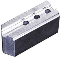 Abbott Workholding Products - 15" & Up Chuck Capacity, 1/16" x 90 Serrated Attachment, Square Soft Lathe Chuck Jaw - 3 Jaws, Steel, 1-9/16" Btw Mount Hole Ctrs, 6-1/2" Long x 2-1/2" Wide x 4" High, 0.827" Groove, 5/8" Fastener - Eagle Tool & Supply