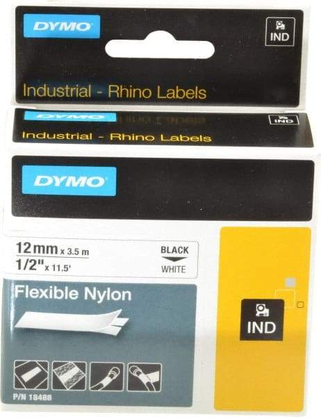 Rhino - 138" Long, White Nylon Flexible Tape - For DYMO Brand Labeling Equipment Designed for "D1" Tapes (Check Width Compatibility) - Eagle Tool & Supply