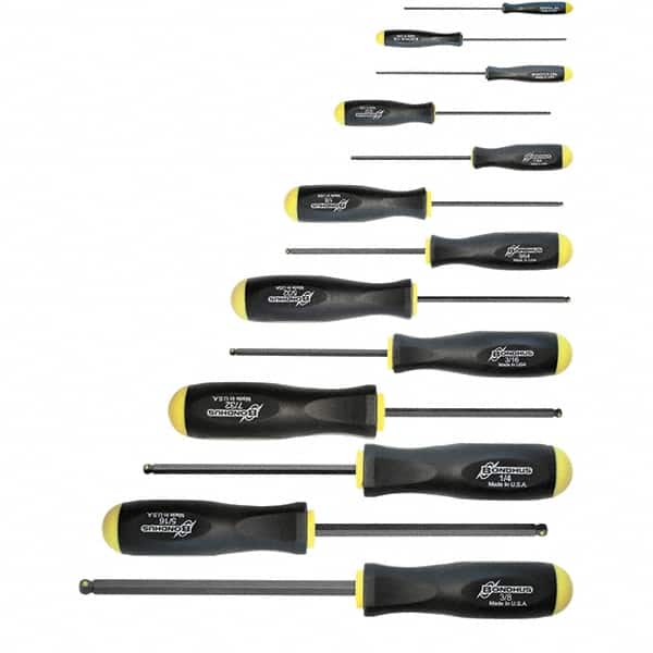 Bondhus - Hex Driver Sets Tool Type: Ball End Size Range (Inch): 0.050 - 3/8 - Eagle Tool & Supply
