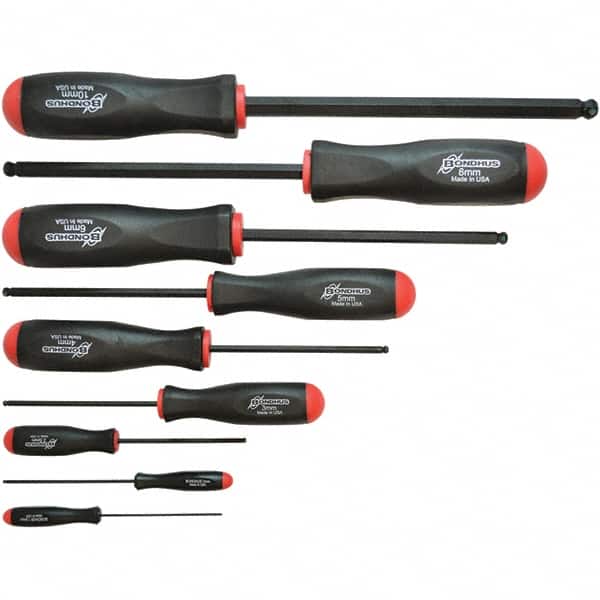 Bondhus - Hex Driver Sets Tool Type: Ball End Size Range (mm): 1.5 - 10 - Eagle Tool & Supply