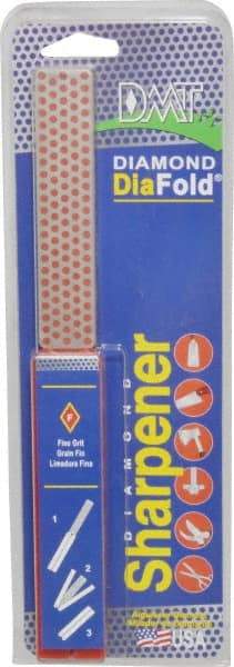 DMT - Fine Grade, Diamond Whetstone Sharpener - 600 Grit, 25 Micron, Diamond Area 4.3" Long x 1" Wide, 9-1/2" Open Length, 5" Closed Length - Eagle Tool & Supply