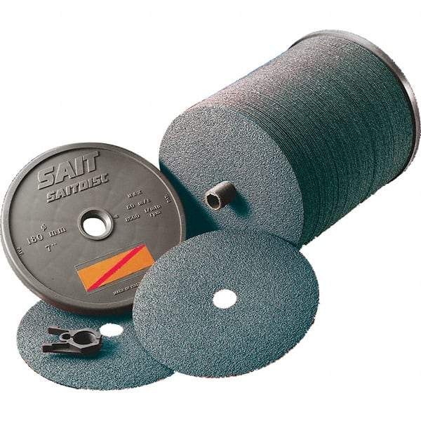 Sait - 7" Diam 7/8" Hole 36 Grit Fiber Disc - Ceramic, 7,000 Max RPM - Eagle Tool & Supply