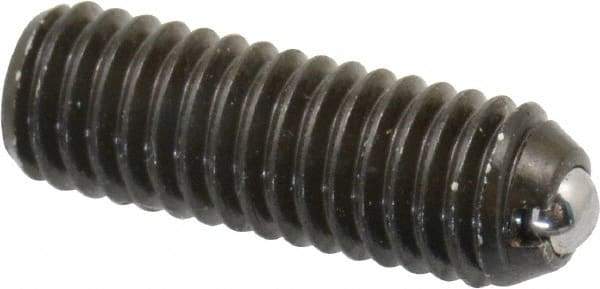 Vlier - 10-32, 0.094" Ball Diam, 0.57" Body Length, 0.025" Max Ball Reach, Threaded Ball Plunger - Steel Body, Stainless Steel Ball, 1.5 Lb Initial End Force, 3 Lb Final End Force - Eagle Tool & Supply