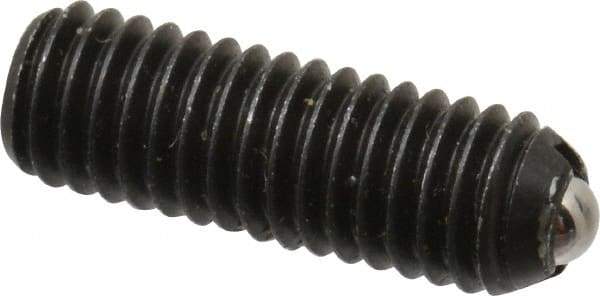 Vlier - 10-32, 0.094" Ball Diam, 0.57" Body Length, 0.025" Max Ball Reach, Threaded Ball Plunger - Steel Body, Stainless Steel Ball, 1.5 Lb Initial End Force, 3 Lb Final End Force, Locking Element - Eagle Tool & Supply