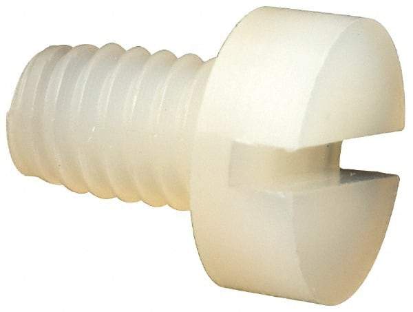 Made in USA - M4x0.70 Metric Coarse, 6mm Length Under Head Slotted Drive Machine Screw - Cheese Head, Grade 6/6 Nylon, Uncoated, Without Washer - Eagle Tool & Supply