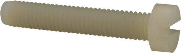 Made in USA - M6x1.00 Metric Coarse, 35mm Length Under Head Slotted Drive Machine Screw - Cheese Head, Grade 6/6 Nylon, Uncoated, Without Washer - Eagle Tool & Supply